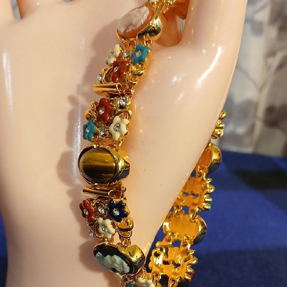 Elegant Gold and Multicolor Women's Bracelet - Picture 2 of 5